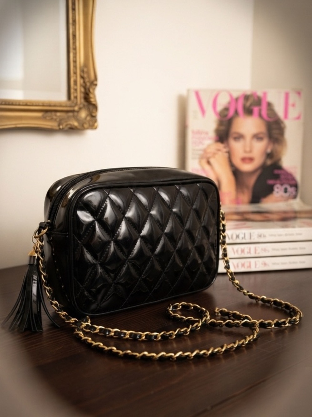 Vintage Holt Renfrew Quilted Patent Leather Bag - Chanel Aesthetic